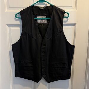 Vintage Men's Black Leather Vest